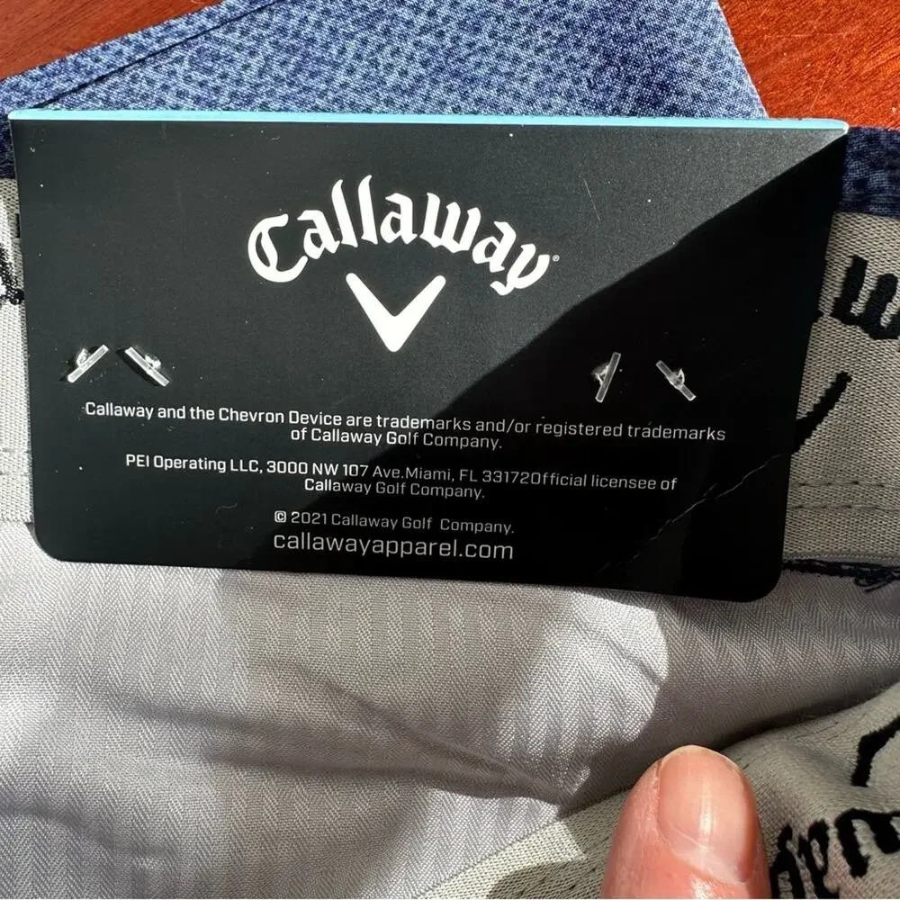 Callaway Golf Shorts Peacoat Blue Mens Size 32 Stretch Waistband NWT Flat Front